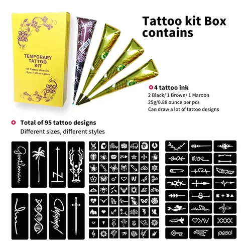 Kit De Tatuaje Temporal Bkdrl 95 Plantillas 3 Páginas 4 Piez