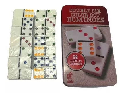 Jogo De Dominó Profissional Osso Colorido 28 Pedras Dominoes