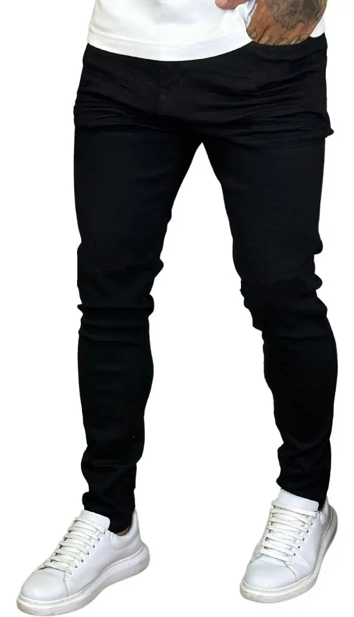 Calça Skinny Preta Masculina Jeans Com Elastano Lycra Preto 42