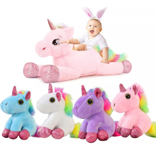Unicornio Pony De Peluche Arcoiris Tipo Pegaso Almohada 5pcs