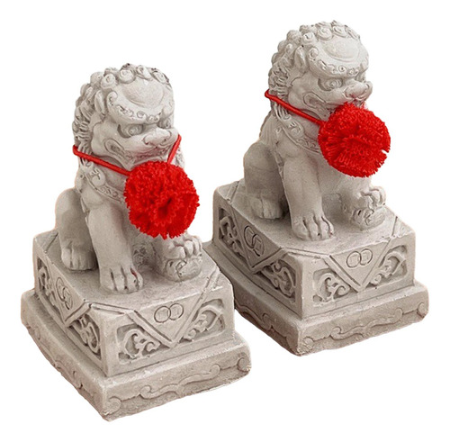5 Paquete De 5-6 2 Estatuas De Piedra De Perros Fu 5 Piezas