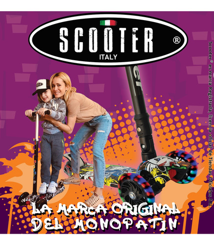 Monopatin Graffiti 4 Ruedas Scooter Italy Original Plegable