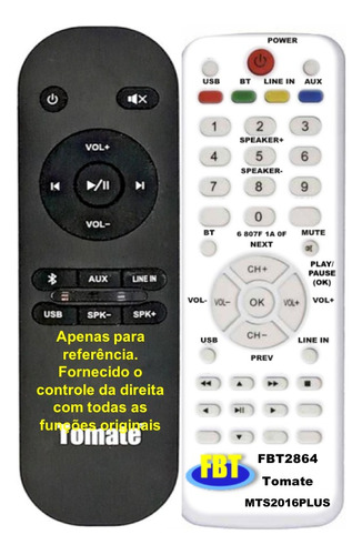 Controle Compatível Com Tomate Mts2016plus Fbt2864