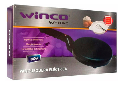 Panquequera Electrica Winco W-102 Antiadherente + Accesorios
