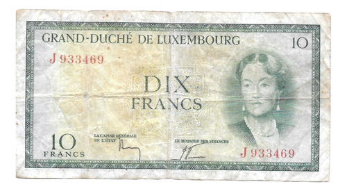 Liquido Billete De Luxemburgo. 10 Francos 1954