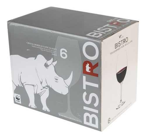Copón Copa Vino Cristal Bohemia 580ml Set X6