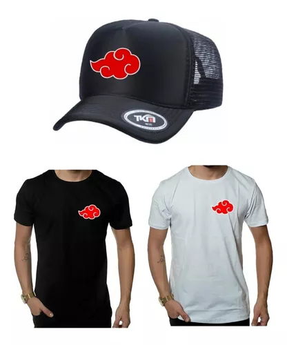 Camiseta naruto akatsuki nuvens vermelhas