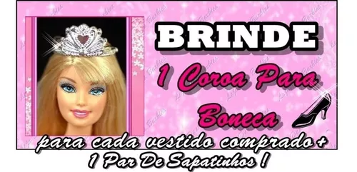 Vestido Barbie Roupa Boneca Princesa Disney Com Coroa Sapato