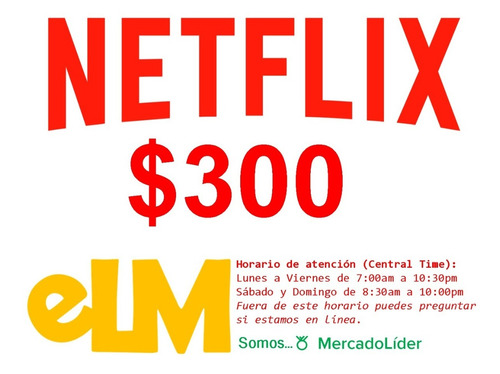 Imagen 1 de 2 de Tarjeta Netflix De 300 Pesos 100% Confiable