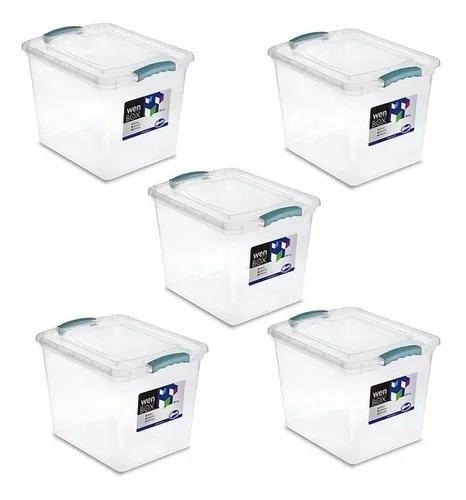 Pack De 5 Cajas Wenco Transparente Wenbox De 28 Lts 42x32x31