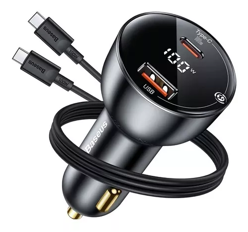 Cargador Auto Usb Y Usb C 100w Baseus + Cable Usb C 1m