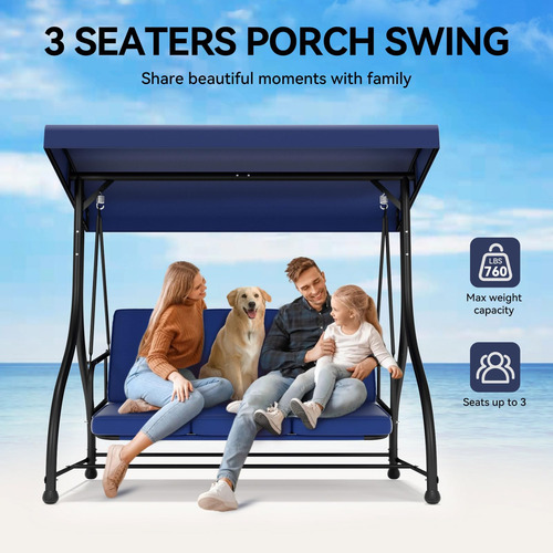 Silla Columpio De 3 Asientos Para Patio Al Aire Libre Con