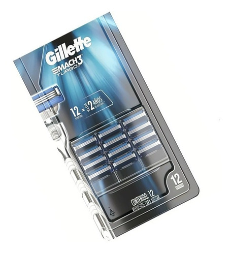 12 Repuestos Cuchilla De Afeitar Mach 3 Turbo Gillette