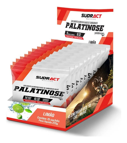 Palatinose 15 Sachês - Sudract - Aumento De Energia Sabor Limão