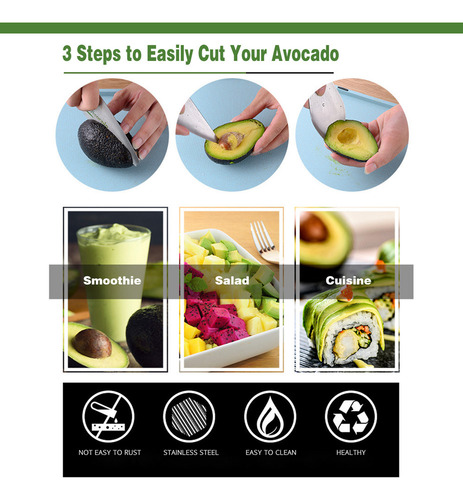 A, Cortadora Aguacates 3 En 1: Deshuesador Acero Inoxidab
