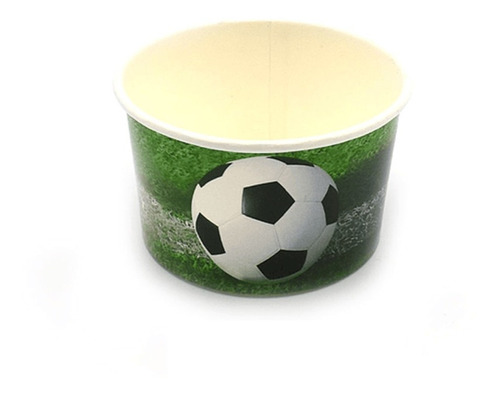 Vaso Recipiente Cartón Fútbol Pack 6 Un Postre Helado Fiesta