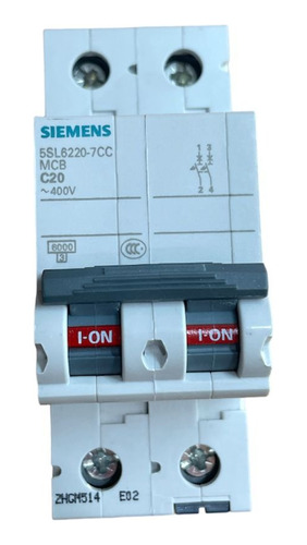Interruptor Termomagnetico 2p 20a P/riel Siemens 5sl6220-7cc
