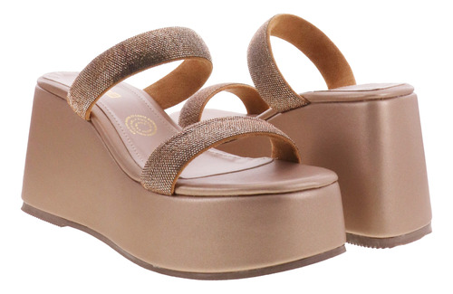 Sandalias Slip On De Plataforma Tiras Gruesas Brillos Erez