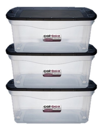 Caja Organizador Tapa Plastico Taper 48 Lts Colombraro X3