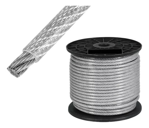 Piola Cable De Acero 4 A 6 Mm Forrado Pvc 100 Metros