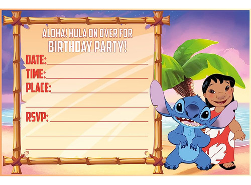 Comportamiento Natural 20x Lilo And Stitch Invitaciones De C