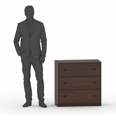 Cómoda - Modena, Mueble Armable Para Ropa De 3 Cajones Nogal Touch
