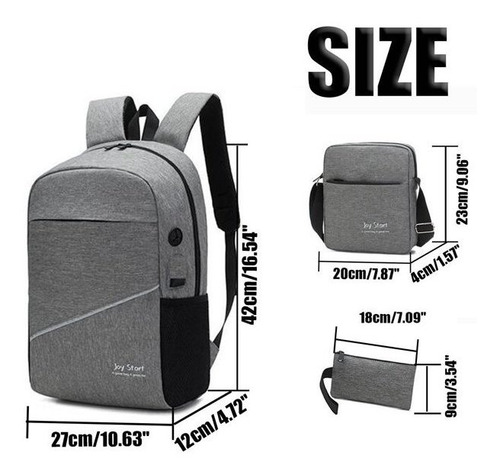 Mochila Antirrobo Multifuncional Con Cargador Usb, 3 P