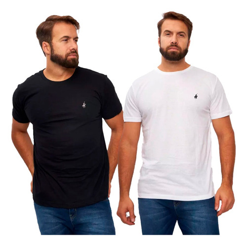 Remera Lisa Pack X 2 De Hombre Blanco Negro Wellington Polo