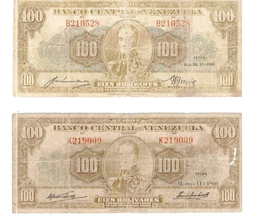 Billete 100 Bolívares 1948 Y 1960