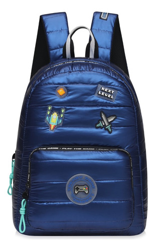 Mochila Escolar Trendy Urbana Ajustable Resistente Gamer Color Azul Diseño de la tela Liso