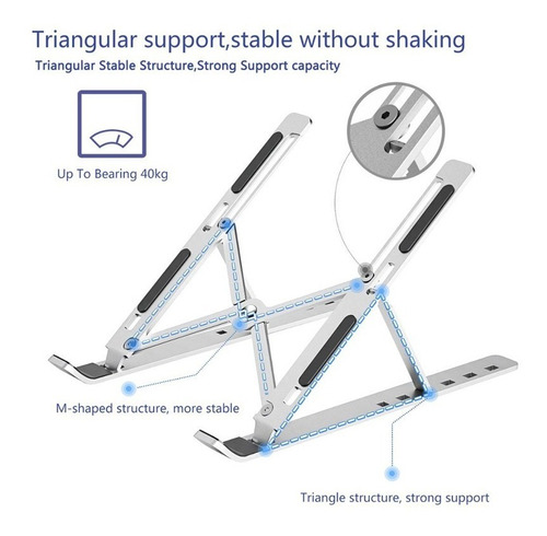Imagen 7 de 8 de Soporte Notebook Macbook Plegable Aluminio Nw-a10