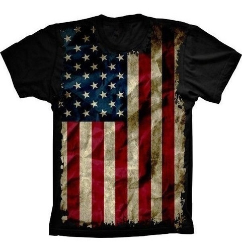 Camiseta Estilosa 3d Fullprint Bandeira Dos Estados Unidos