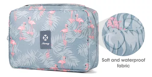 Neceser de viaje colgante, organizador de maquillaje y productos cosméticos  para mujer y niña, impermeable (A-flamingo)