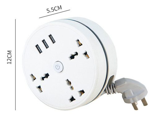 Regleta De Alimentación De Viaje: Regleta Retráctil Con 3 Ac
