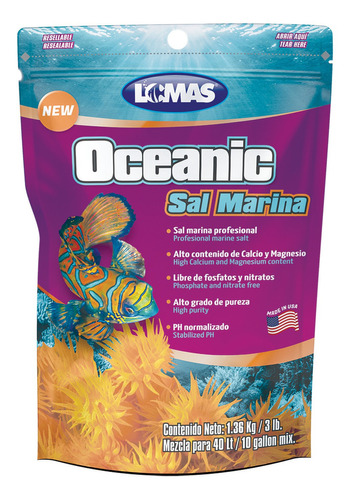 Sal Marina Oceanic Para 10 Galones Acuario Peces