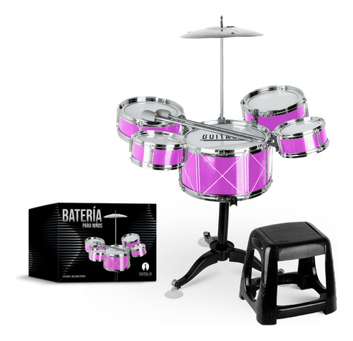 - Bateria For Niños Banco Platillo Bombo Baquetas Redlemon