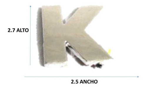 Emblema Letra  K  Cromado Tamaño 2.5 Ctms Ancho X 2.7 Alto