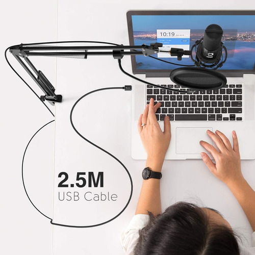 Fifine Studio Condenser Microphone, Adjustable Arm