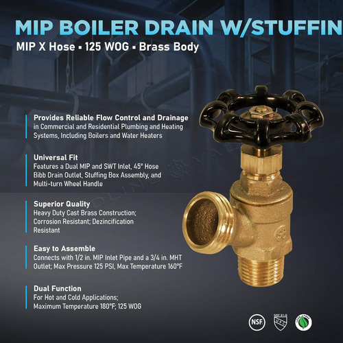 6856-5 Boiler Drain Valve With Stuffing Box, 3/4 In. Mi...