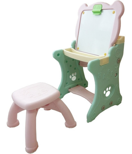 Mesa Infantil Didática 2 Em 1 Com Lousa Inmetro Magnética Cor Verde/rosa