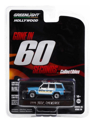 Greenlight 1995 Jeep Cherokee Gone In 60 Seconds 60 Segundos Color Azul