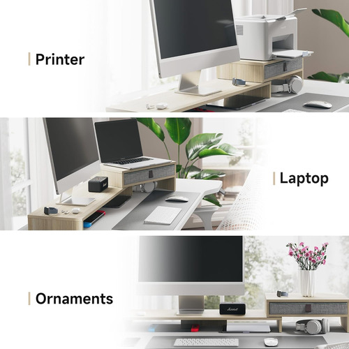 Soporte Elevador Para Monitor De Computadora Con Cajón Para