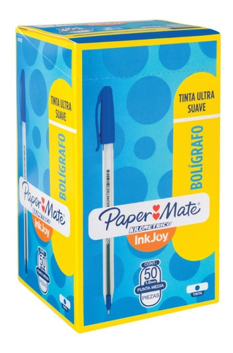 Lápiz Pasta Azul Kilométrico 50 Un Punta Media Paper Mate