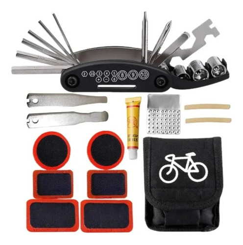 Kit Herramientas Bicicleta Parche Pinchazo 12 En 1 Reparar