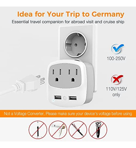 Tessan Adaptador De Corriente Para Viajes A Alemania