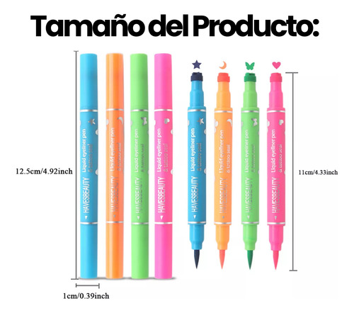 Set 4 Delineadores Doble Punta Sello Figuras Colores Matte F