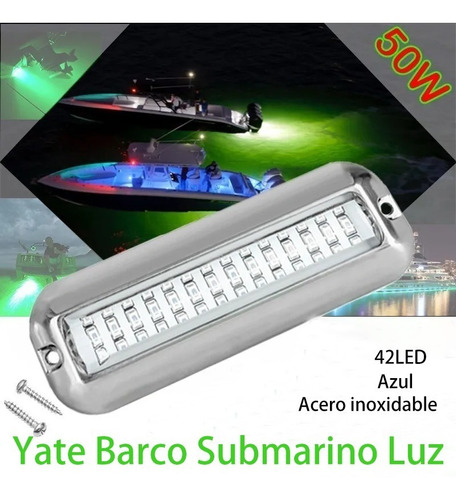 Lámpara Ip68 De 42 Led Azul Sumergible Para Bote