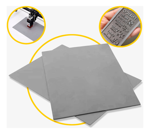 5 Borrachas Para Carimbos - Para Gravação A Laser A4 Tinta Possui: Odor Exterior Cinza