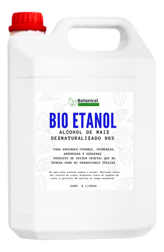 Bioetanol Para Estufas Chimeneas Calefactores 5 Litros 96%