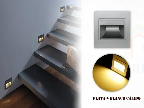 Lampara Led Escalera Pared Cortesía Empotrable Foco 1.5w Color negro +luz Cálida